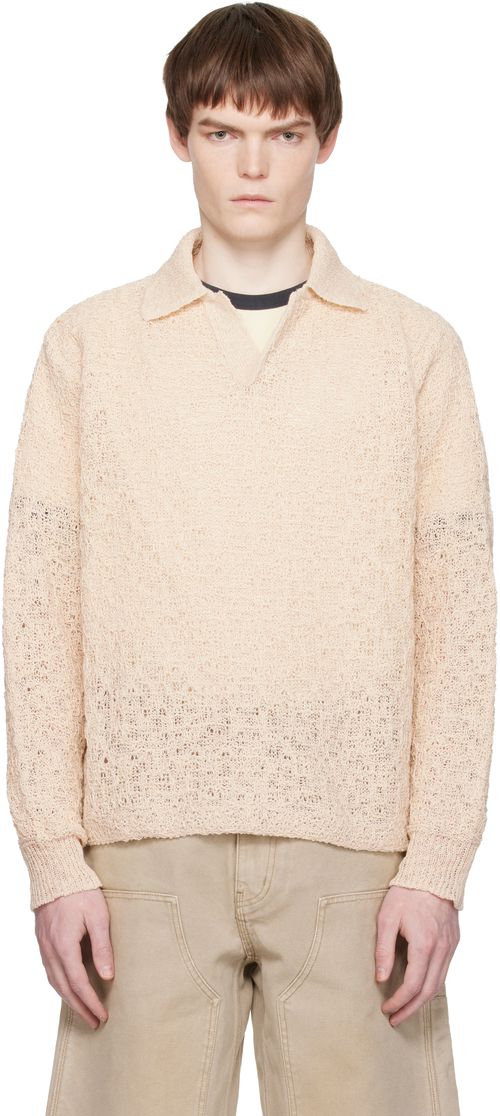 Off-White Crochet Collar Knit Polo