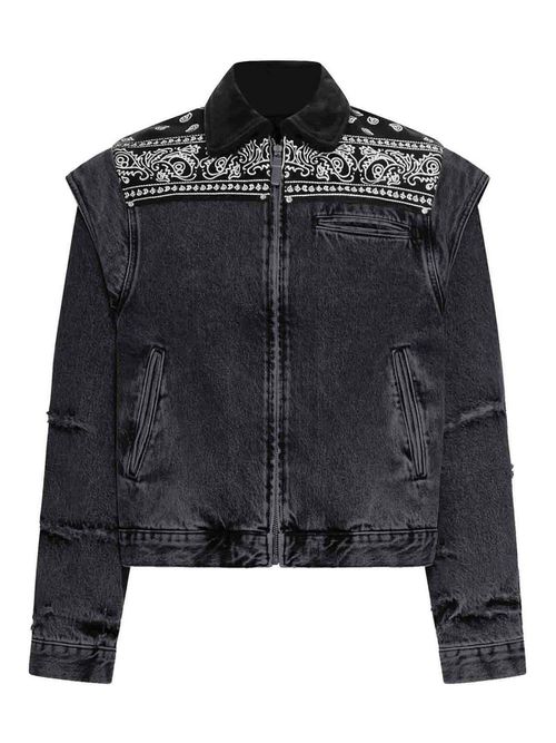 Denim Cape Jacket With Bandana Effect