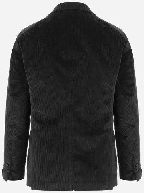 Ribbed Stretch Cotton Jacket — Black