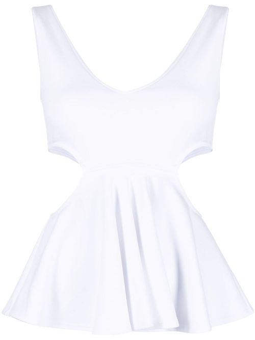 Cut-out ruffled tank top - White