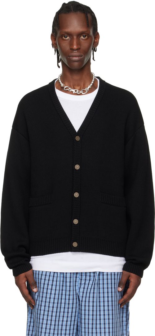 Black Leather Crosses Cardigan