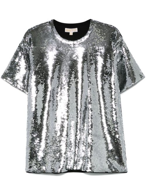 Sequined jersey T-shirt - Silver