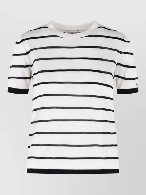 Max Mara - favetta cashmere silk striped crew neck t shirt