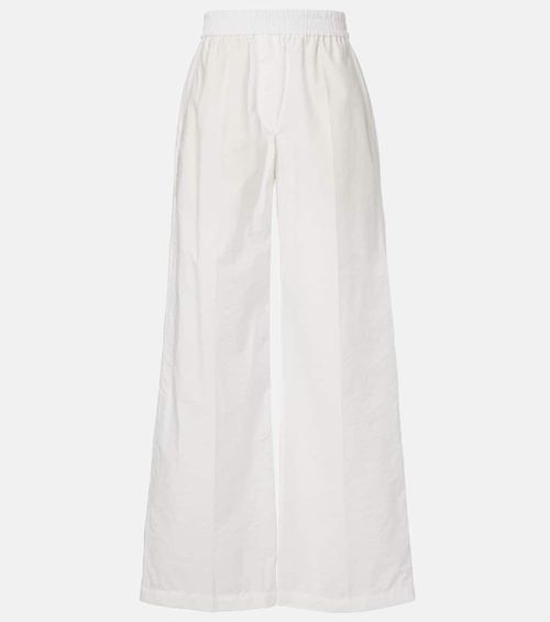 Cotton-blend wide-leg pants