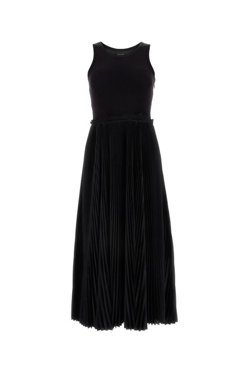 Pleated Midi Dress — Black