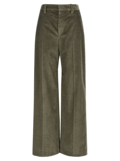 Corduroy Flared Trousers — Olive