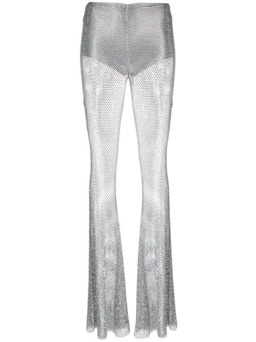 Fishnet palazzo trousers - Silver
