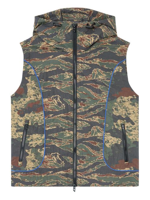 Camouflage-print hooded vest - Blue