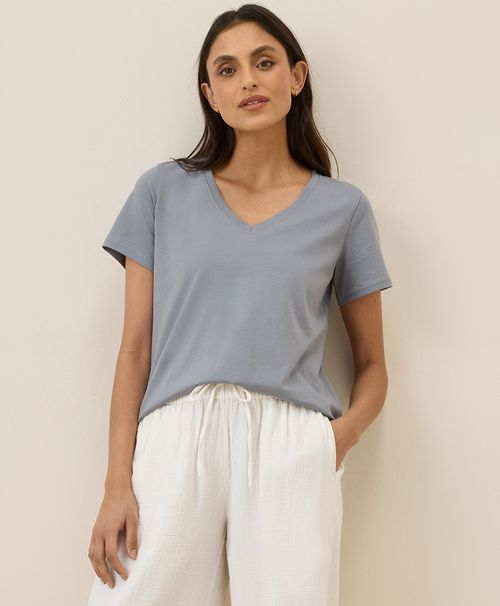 Women's Smoke Blue Softspun V-Neck Tee