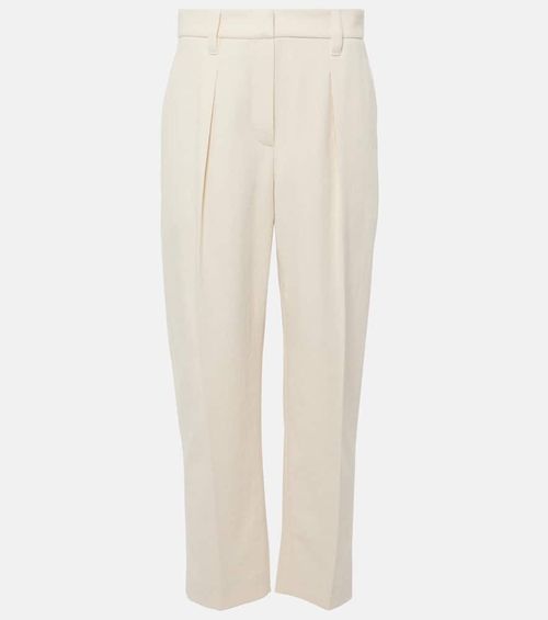 Gabardine high-rise straight pants