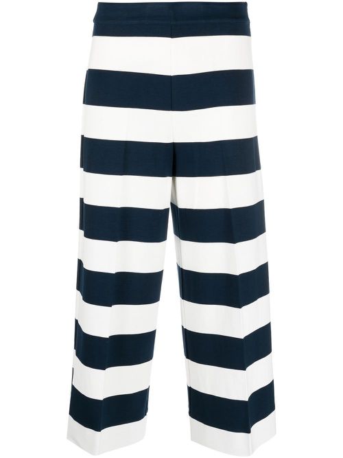 Striped cropped trousers - Blue