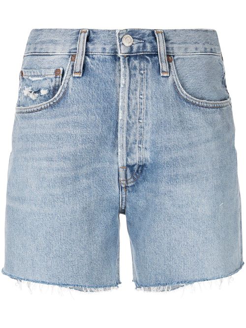 AGOLDE Riley distressed-finish jean shorts - Blue