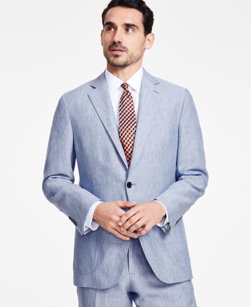 B by Men's Classic-Fit Solid Linen Suit Jacket - Blue