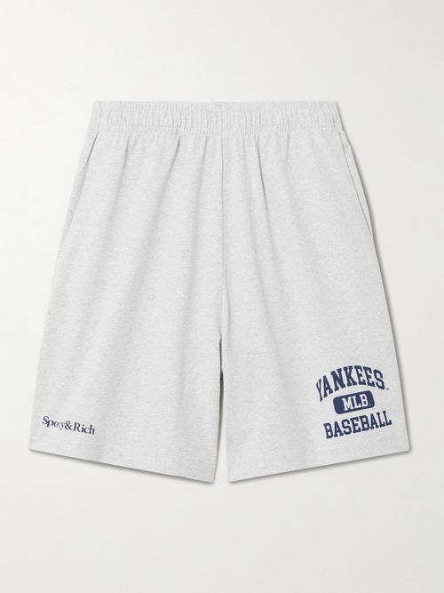 + New York Yankees Gym Printed Cotton-jersey Shorts - Gray