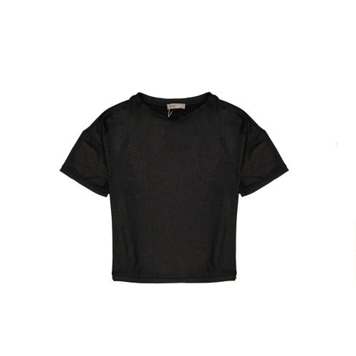 Metallised Viscose T-Shirt — Black