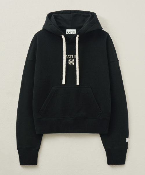 satur 여성  Apero Pocket Crop Hooded T-Shirt Black 