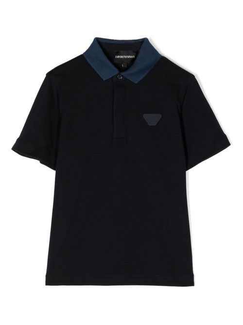 Logo-patch polo shirt - Blue