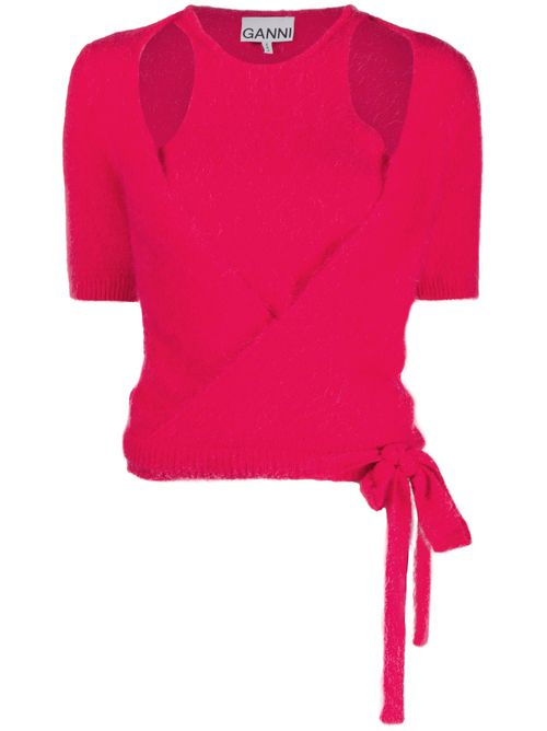 Short-sleeve knitted top - Pink
