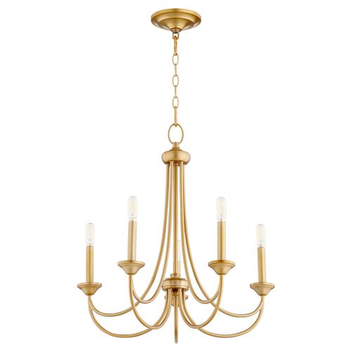 Aged Brass Five Light Chandelier from the Brooks Collection