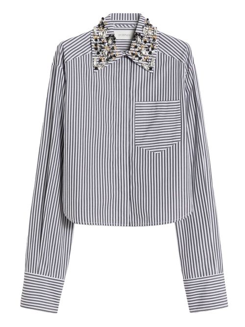 Striped Poplin Crop Shirt