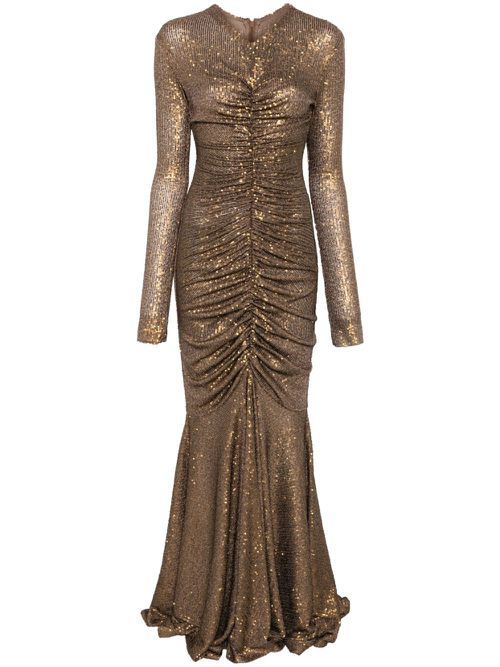 Long-sleeve fishtail gown - Brown
