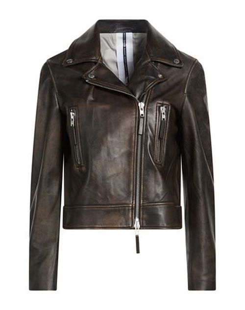 Woman Jacket Dark brown Size 6 Leather