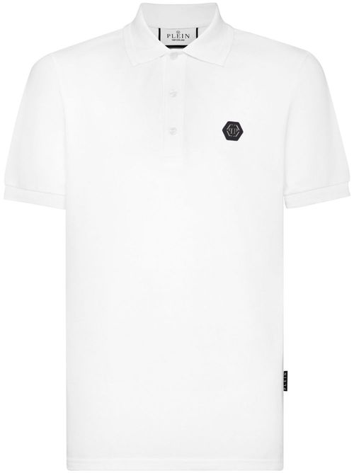 Strass Teddy polo shirt - White
