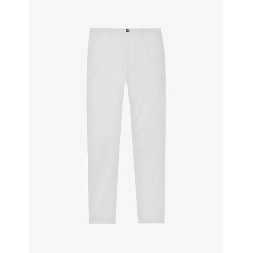 Mens White Pitch Slim-leg Washed-finish Stretch-cotton Chinos