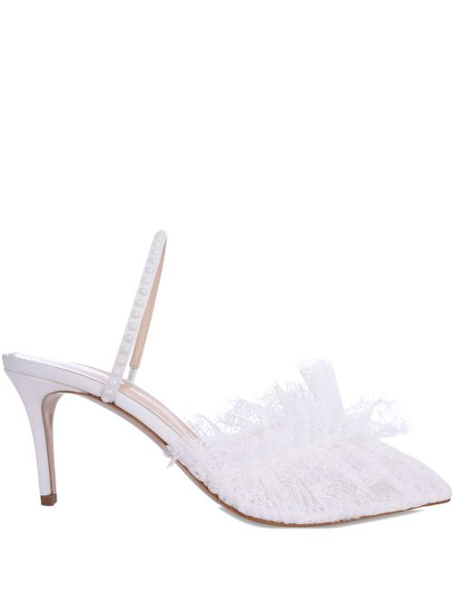 75mm France lace mules - White