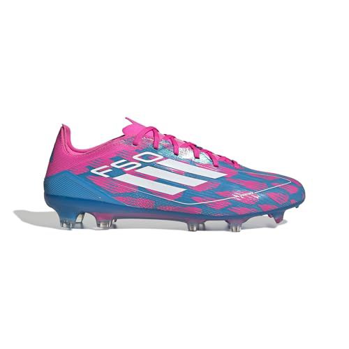 Adidas F50 Pro Firm Ground Soccer Shoes - Fibertouch Upper, Lightweight, SprintwebTexturing, Sprintshell 360 Outsole (Solar Blue/White/Solar Pink, US Footwear