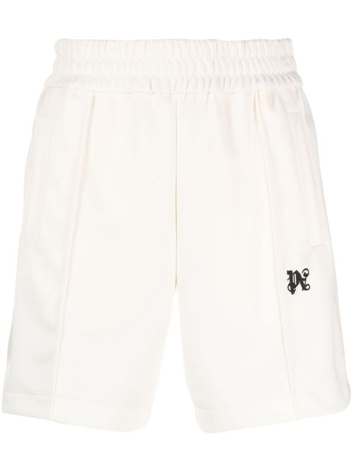 Monogram-embroidered track shorts - White