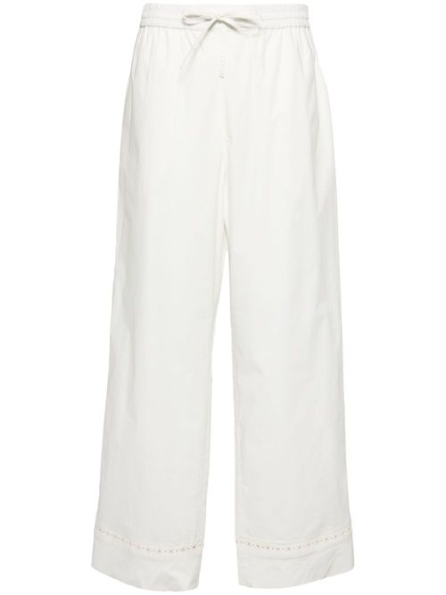 High-waist straight-leg trousers - White
