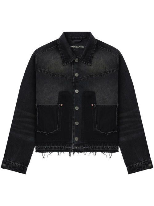 Unfinished-effect denim jacket - Black