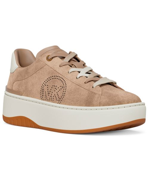 Michael Women's Dottie Logo Lace-Up Platform Sneakers - Khaki Suede