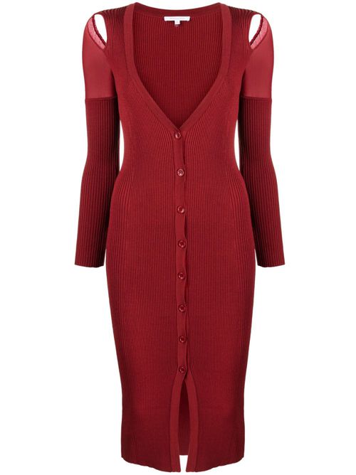 Ribbed-knit cardigan dress - Red