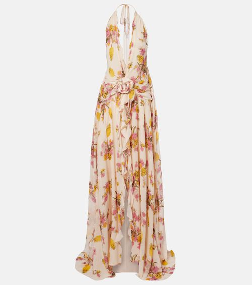 Floral ruffled georgette gown