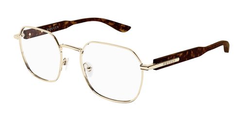 Alexander McQueen AM0499O Asian Fit 003 Men's Eyeglasses Gold Size 52 - Blue Light Block Available