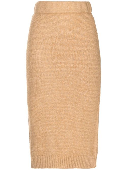 High-waist knitted skirt - Brown
