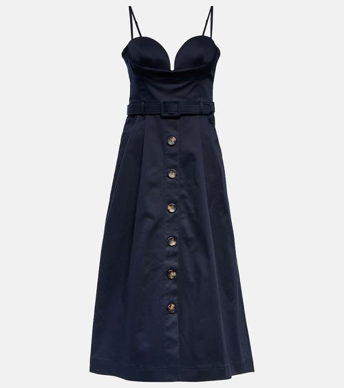 Belted cotton-blend midi dress