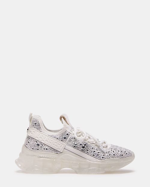 Steve Madden Women's Maxima Rhinestones Lace-Up Sneakers - White Multi