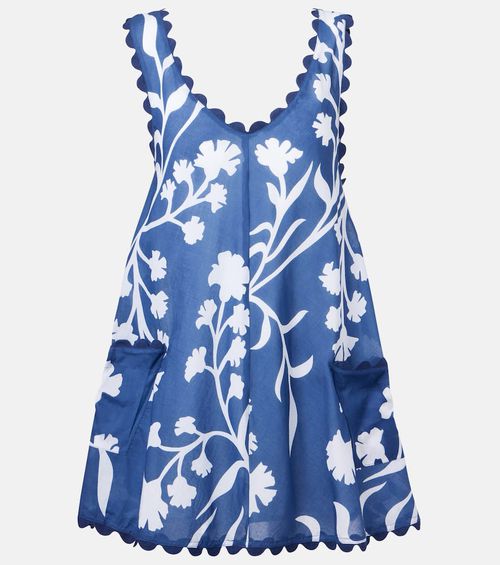 Floral scalloped cotton minidress