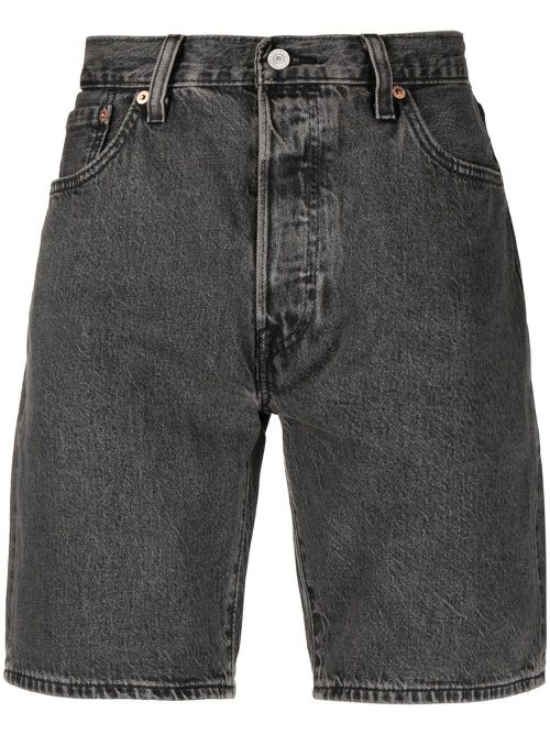 Straight-leg denim shorts - Grey
