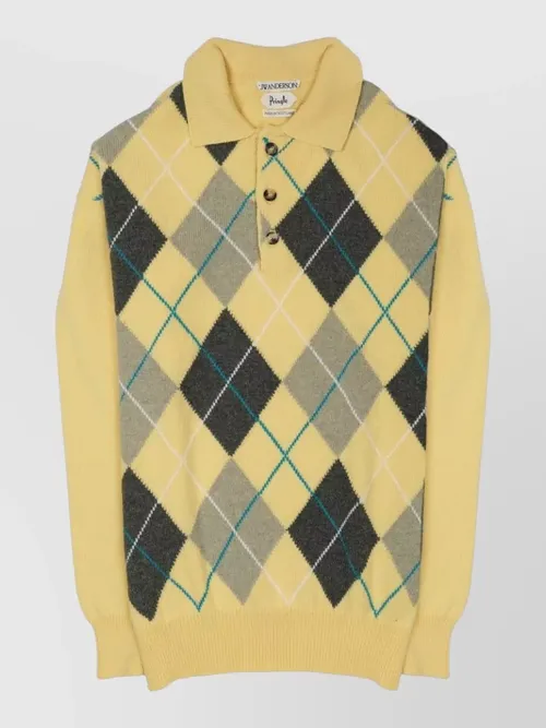 JW Anderson - polo collar knit shirt argyle pattern