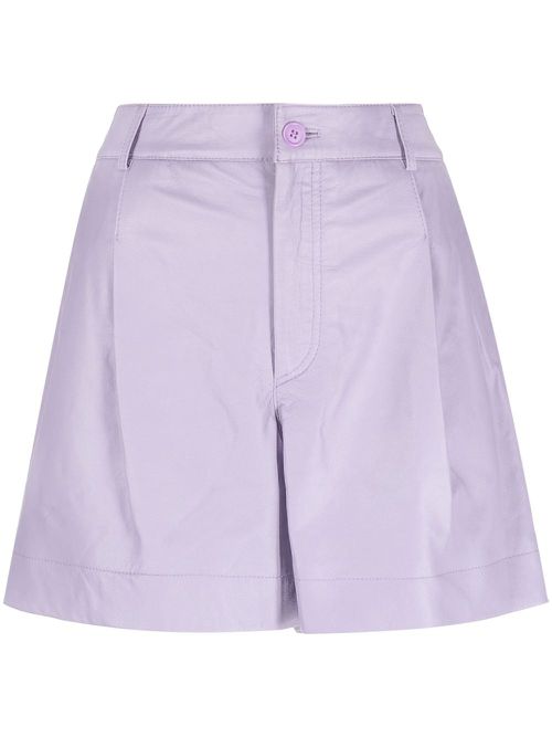 High-waist leather shorts - Purple