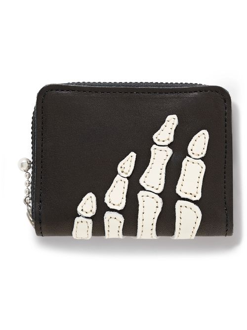 Thumbs-Up Mini Appliquéd Leather Zip-Around Wallet