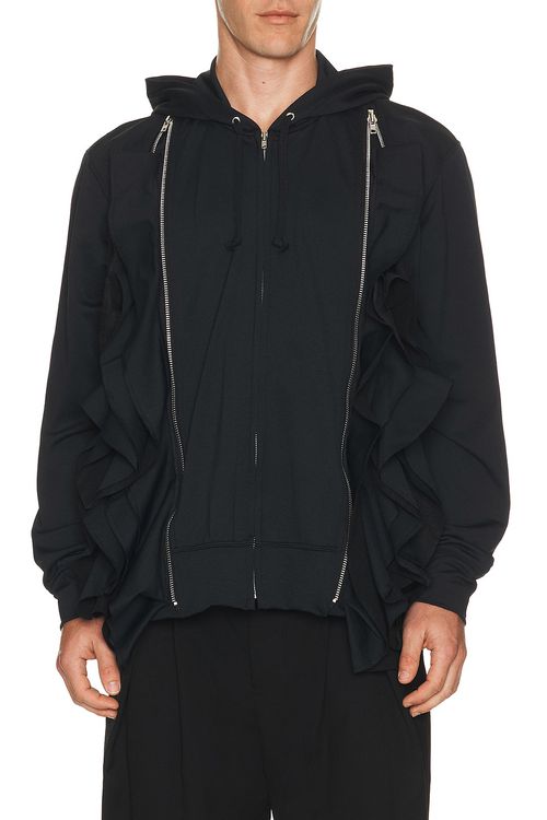 COMME des GARCONS Homme Plus Double Zipper Hoodie in Black - Black. M also in XL/1X
