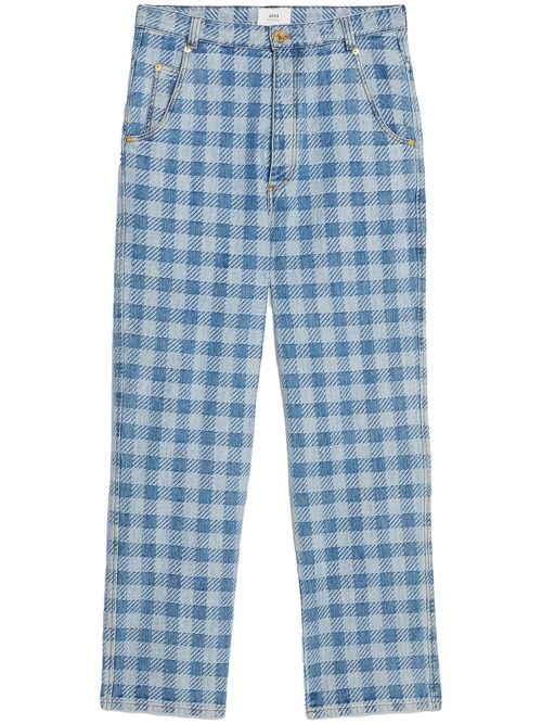 Alex-fit checkered straight jeans - Blue