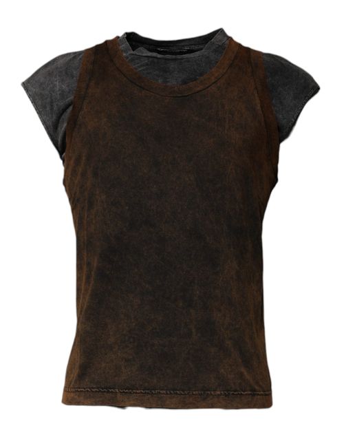 Cotton Round Neck Tank Top — Brown