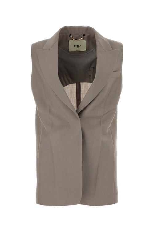 Wool-Blend Tailored Vest — Gray