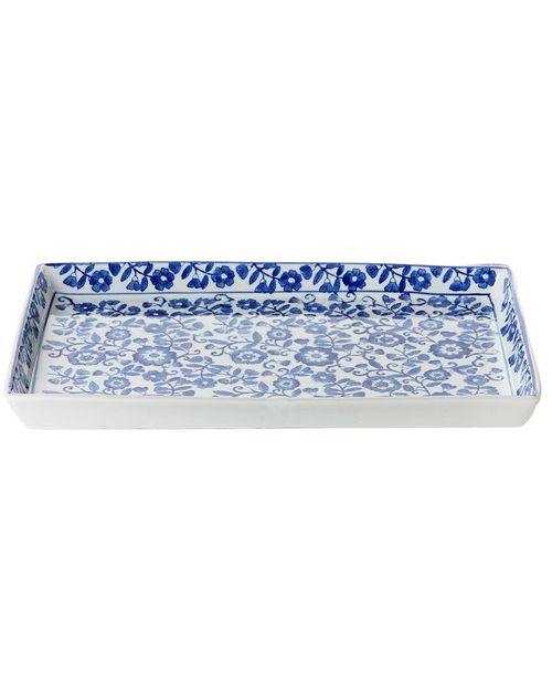 Chinoiserie Hand-Painted Floral Tray